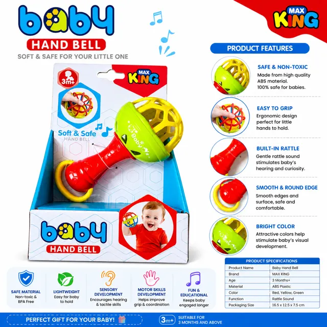 Baby Hand Bell – Colorful Rattle Toy | 3 Months+