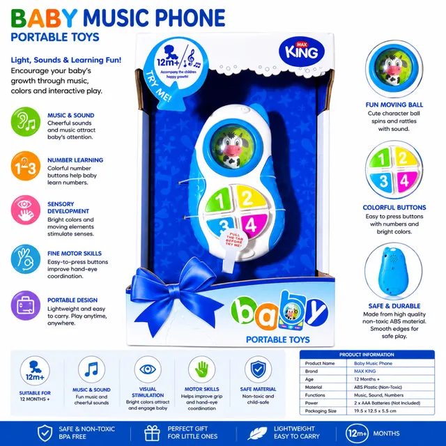 MAX KING Baby Music Phone – Interactive Learning Toy | 12 Months+