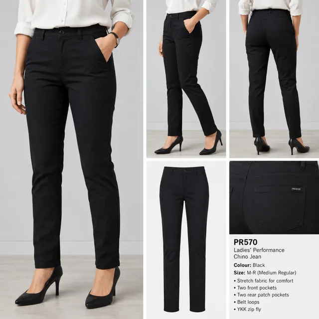 PR570 Ladies’ Performance Chino Jean – Black