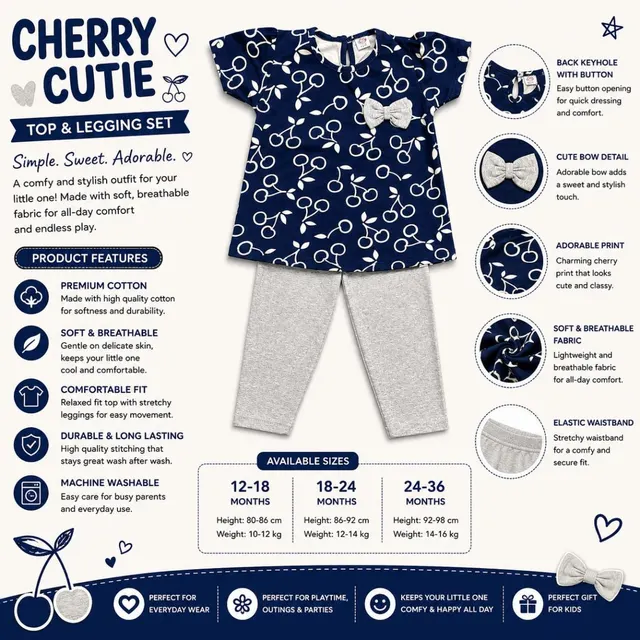 Baby Girls Cherry Print Top & Leggings Set 