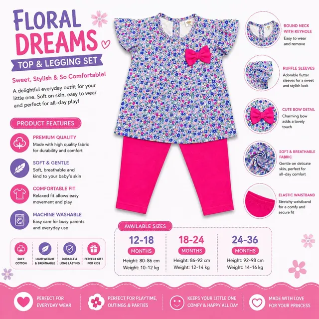 Floral Cotton Tunic & Pink Leggings 