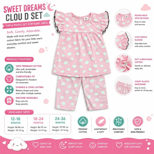 Cotton Candy Clouds Baby Outfit Set 