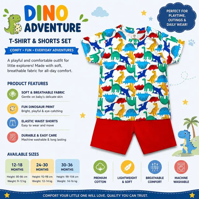 Dino Color Splash Kids Outfit Set