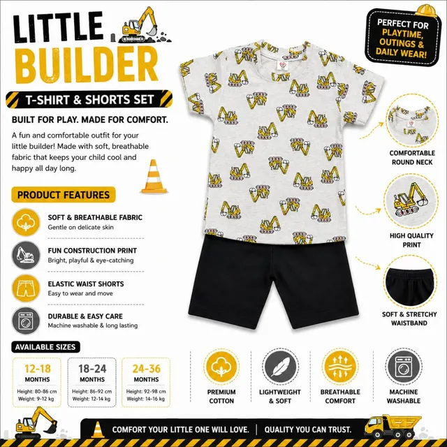 Construction King Kids Outfit Set 