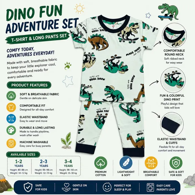 Dino Skate Squad Kids Outfit Set 