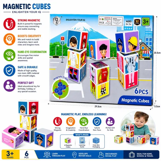 Magnetic Learning Cubes Set (6 PCS) 
