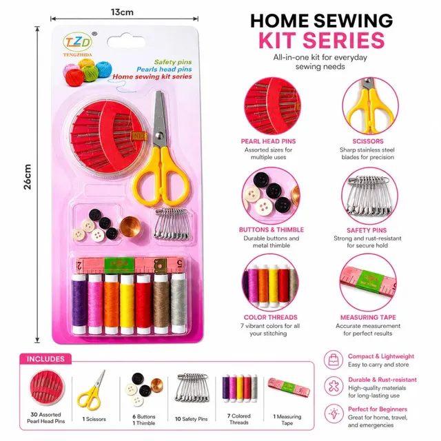 Complete Portable Sewing Accessories Kit for Beginners & Daily Repairs