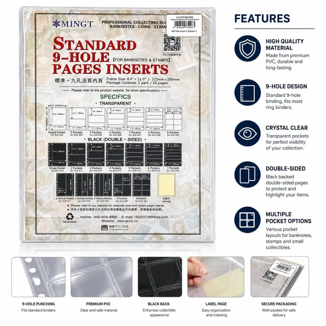PVC Binder Inserts for Banknotes, Stamps, Coins & Collectibles