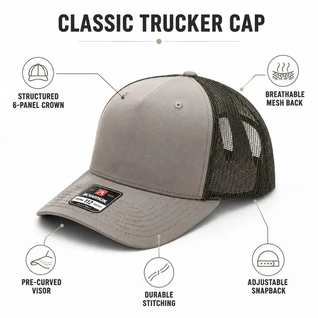 Classic Trucker Cap | Breathable Mesh Snapback Baseball Cap for Men & Women