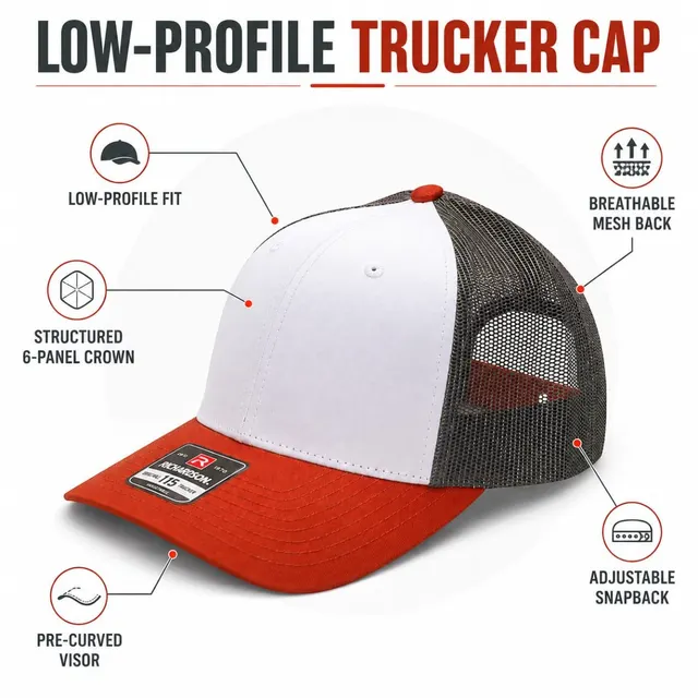 Low-Profile Trucker Cap | Breathable Mesh Snapback Baseball Cap for Men & Women