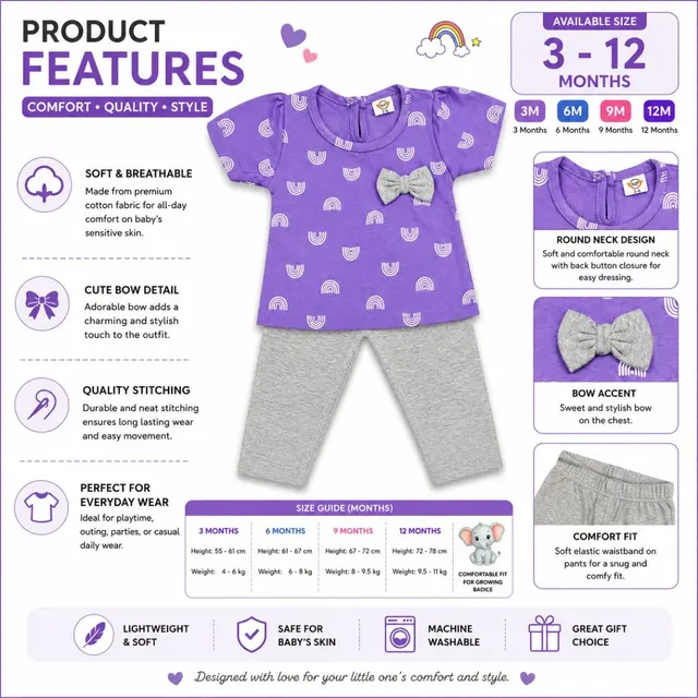Lavender Rainbow Baby Outfit Set